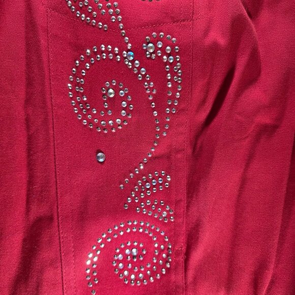 Quacker Factory Womens Red Sleeveless Button-Up Vest 1X western cowgirl country - Picture 4 of 10